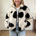 thumbnail image 2 of Agkizg Kids Girls Plushed Zip Up Jacket Long Sleeve Winter Coat with Pockets Solid Color Warm Sporty Casual Outerwear, 2 of 4