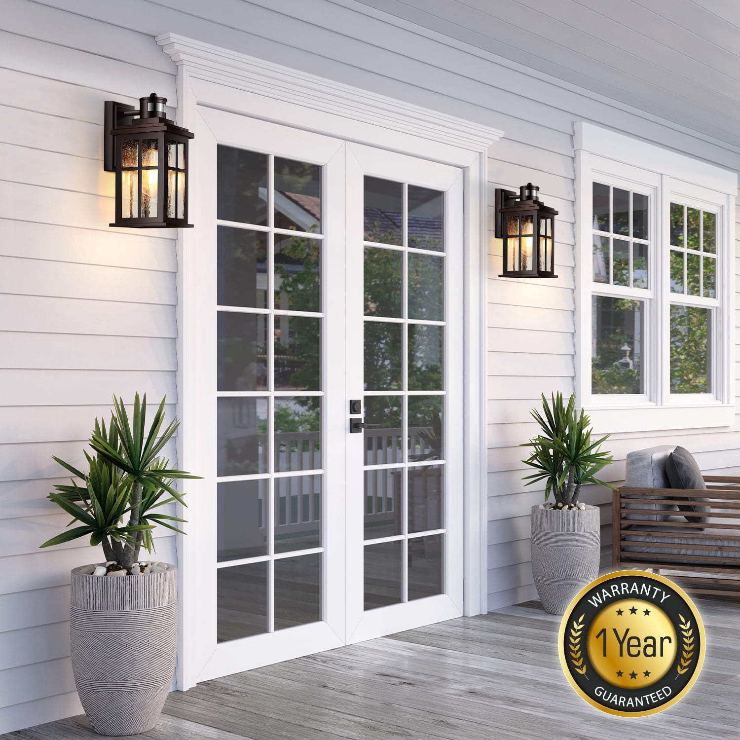 VIANIS Brown Motion Sensor Exterior Lighting Fixtures, Oil Rubbed Bronze Outdoor Garage Lights Wall Mount Sconce, Outdoor Wall Lantern for Garden, Patio, Front Door, Outside Porch Lights for House
