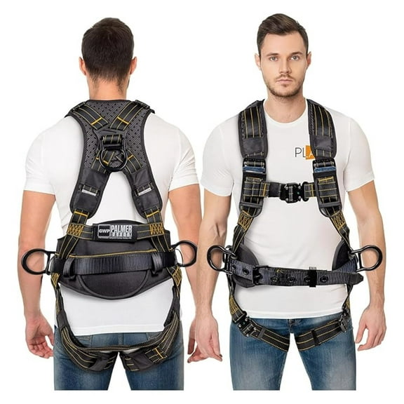 Fall Protection Construction Safety Harness - QCB Chest and Legs - Aluminum D-Rings - Oil and Dust Resistant