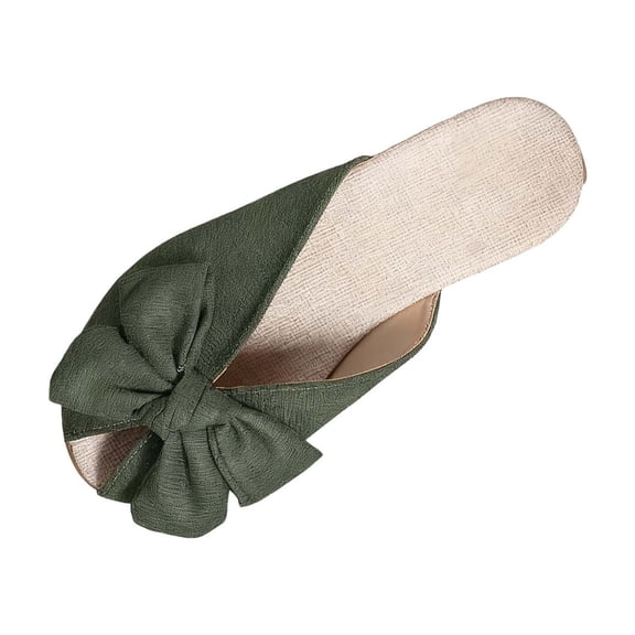 Wensltd Women's Sandals Round Toe Closed Toe Bow Knot Flat Comfortable Breathable Lightweight Outdoor Casual Walking Wear Vacation Sandals Green