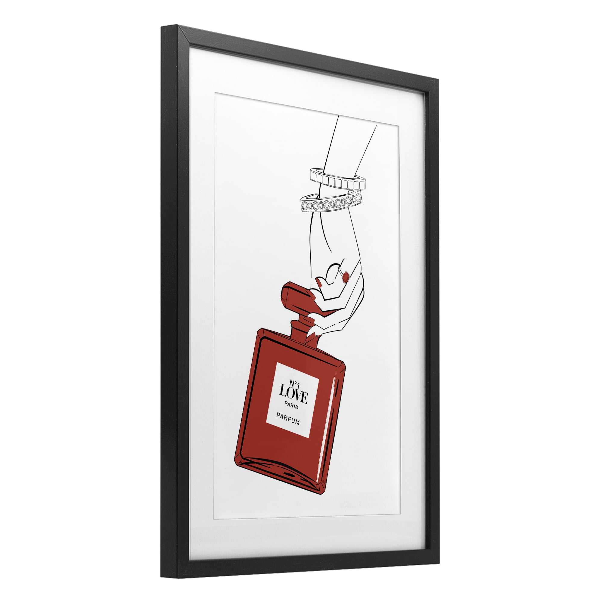 Stupell Industries Red Perfume In Hand Black Framed Print Under Glass, design by Martina Pavlova