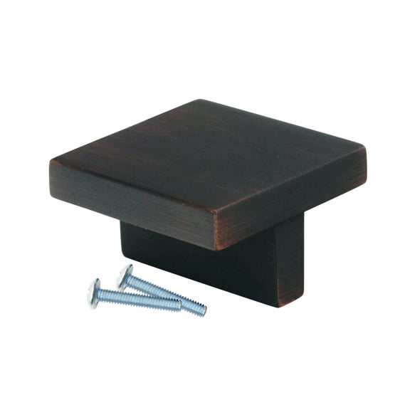 Modern Square T Style Brushed Oil-Rubbed Bronze Cabinet Hardware Knob, 1-21/32 Inch Diameter, Overall Length 1-21/32"