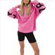 thumbnail image 3 of Sudaderas con Capucha de Moda para Mujer, Sudaderas Holgadas de Gran Tamaño, Camisetas de Larga, Corte Holgado. Rosa Roja XL, 3 of 8