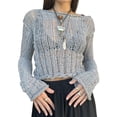 thumbnail image 1 of xiaxaixu Women Knit T-shirt, Hauts d'Automne à Manches Longues Col Rond Creusé Solide pour Usage Quotidien Rue, 1 of 8