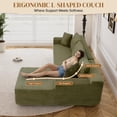 thumbnail image 5 of Aukfa 96" Cloud Sectional Sofa Deep Seat Boneless Couch Modular L-Shaped Couch, Right Chaise Corduroy Sofa for Living Room, Green, 5 of 9