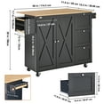 thumbnail image 6 of VEVOR Kitchen Island Cart, 56" Wood Top Mobile Carts with Storage Cabinet, Rolling Table with Drop Leaf, Spice Rack, Towel Bar, Adjustable Shelf, Drawer, and Hooks, Portable Islands on Wheels, Black, 6 of 9