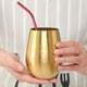 thumbnail image 3 of Zhuge Mingcheng - Vaso de vino sin tallo de acero inoxidable de 17 oz,regalo para el día del padre, vaso de vino portátil para exteriores para piscina,juego de 2 vasos de metal para beber (dorado), 3 of 5