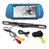 PYLE PLCM7800 - Rearview Backup Camera & Monitor Parking/Reverse Assist System, License Plate Mount Waterproof Night Vision Cam, 7'' Display Built-into Mirror Assembly, Swivel Angle Adjustable