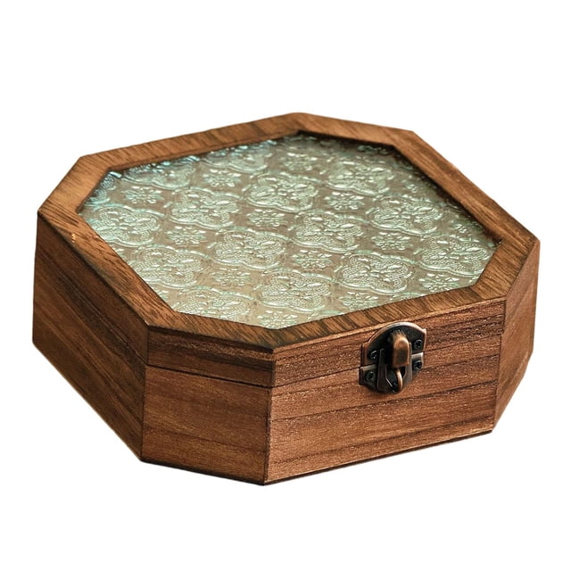 Vitrina de madera para guardar joyas, elegante y resistente, con tapa para pendientes, medallas, pulseras, anillos y objetos de colección. 17 x 17 x 58 cm