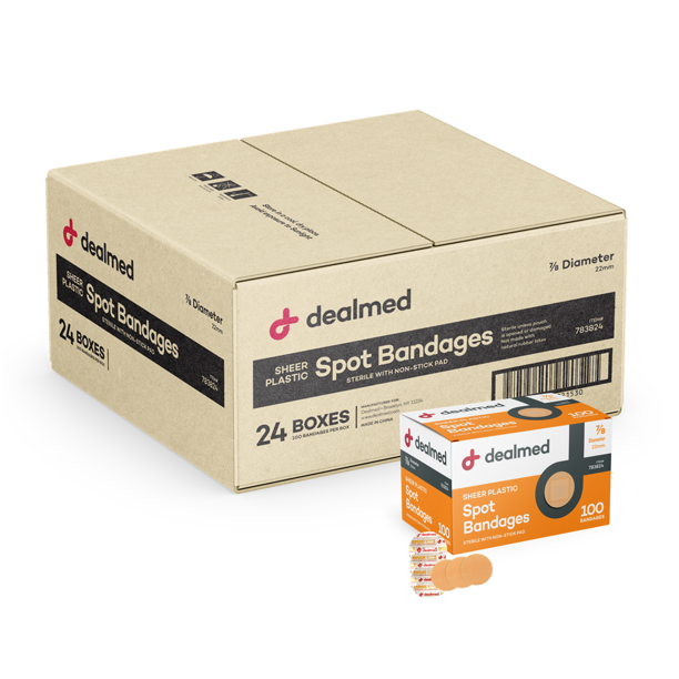 Dealmed Sheer Plastic Spot Adhesive Bandages 100 Count (24 Pack