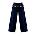 thumbnail image 5 of Women's Ruffle Waist Wide Leg Pants Elastic Lace Trim Lounge Trousers Loose Casual Streetwear Bottoms, S, 5 of 7