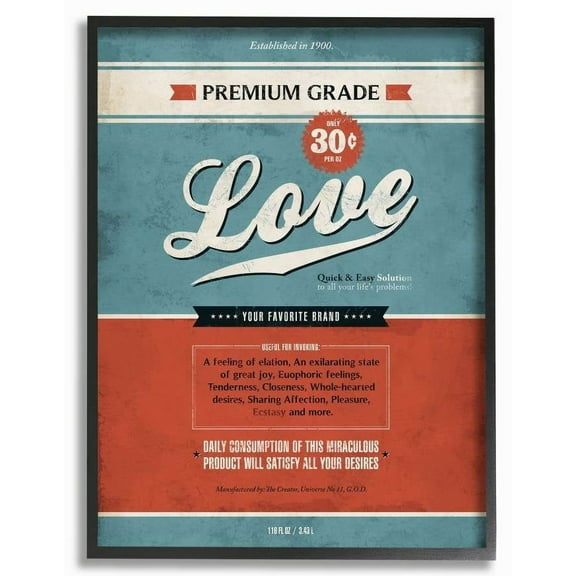 Stupell Industries Premium Grade Love Inspirational Vintage Comic Book Design Framed Wall Art by Ester Kay