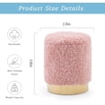 thumbnail image 3 of Mxfurhawa Storage Ottoman,Metal Base Vanity Stool Chair,Modern Round Footstool with Soft Padded Seat,Multipurpose Sofa Table or  Stand for Hallway,Living Room and Lounge (Pink-Long Wool), 3 of 7