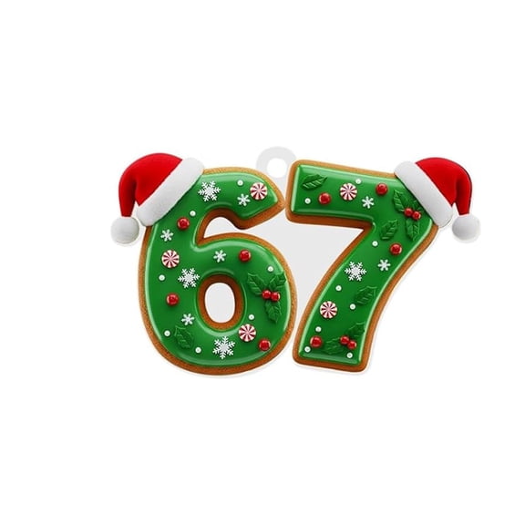 WEGFTDUOP Christmas 67 Acrylic Ornament Six Funny Xmas Holiday Ornament Funny 67 Decorations Meme Grandkid Gift For Christmas Tree Christmas Hanging Decor