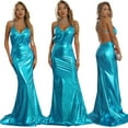 thumbnail image 4 of Gibobby Vestidos de noche largos elegantes Vestido en V Vestido de mujer Vestido de cuello Vestidos de Navidad Vestido de fiesta Sin mangas Lentejuelas de noche(Azul,G), 4 of 5
