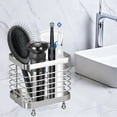 thumbnail image 3 of Rirool Stainless Steel Toothbrush Holder for Bathroom, Wall Mounted Electric Toothbrush Holder with Drain Tray, Bathroom Counter Organizer, 2 Slots, Silver, 3 of 9