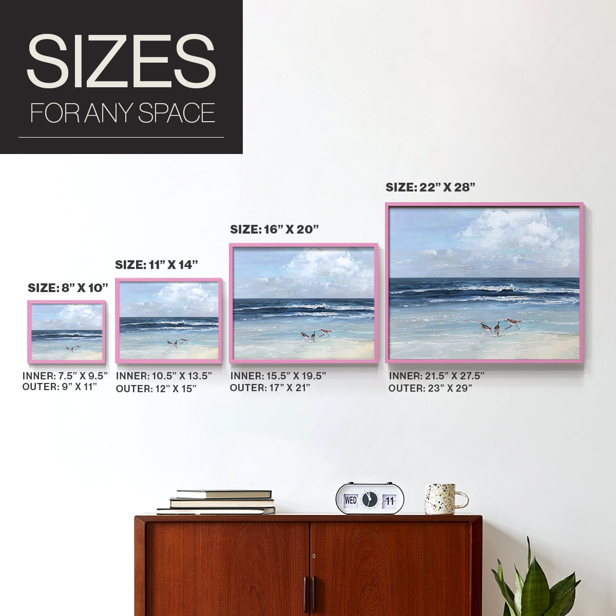 Beach Trio by Sally Swatland - Restickable Framed Giclée Print