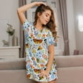 thumbnail image 2 of Horeoi Insects and Flowers Print Women's Short-sleeved Nightdress Breathable Cotton-like Material Loose A-line Knee-length, 2 of 6
