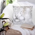 thumbnail image 4 of Christmas Throw Pillow Covers, Soft Pillowcases with Invisible Zipper, Xmas Silver Balls Glitter Sparkle Stars Decorative Square Pillow Cushion Covers for Living Room Couch Sofa Bed 20x20 Inches, 4 of 8