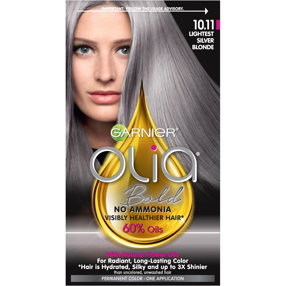 Garnier Olia Oil Powered Permanent Hair Color, 10.11 Lightest Silver