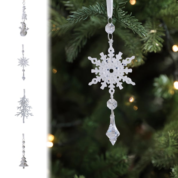 ¡Gran Descuento!, Adornos de cristal para decoración navideña, diseño de escena de tienda navideña, colgantes de cortina para árbol de Navidad Akmoler