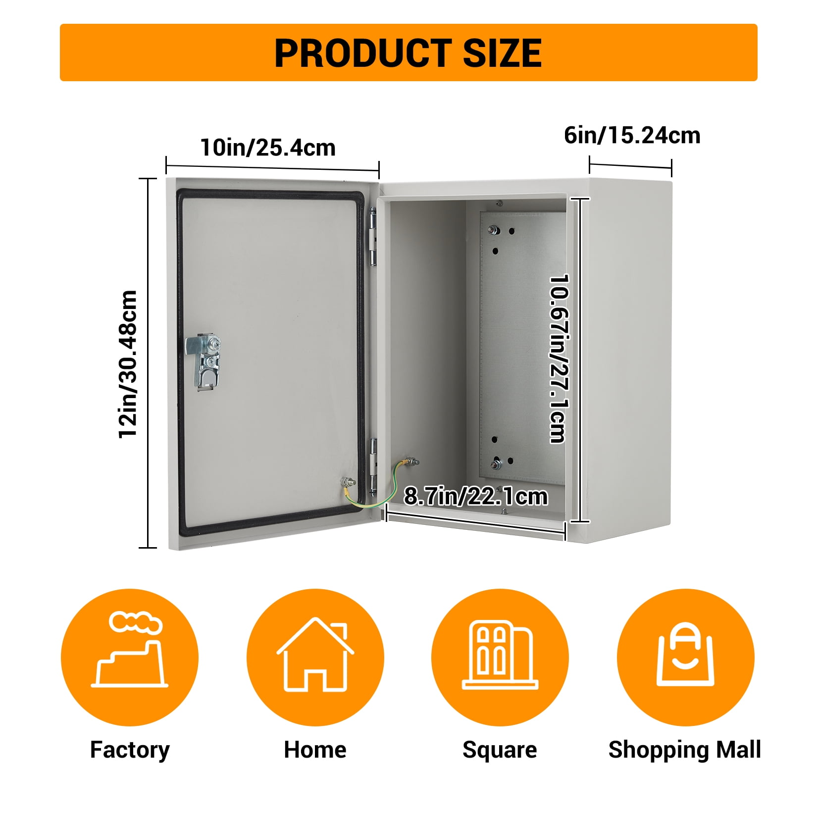 AOILE Outdoor Electrical Box, NEMA 4X Steel Enclosure IP67 Waterproof & Dustproof, Lockable Junction Box with Mounting Plate & Keys, Rustproof Metal Electrical Cabinet for Indoor & Outdoor Use