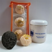 Dead Sea Spa Care DeadSea-BBTMM05 3 Pack Mango Mandarin Bubble Bath Truffles, 32 oz Almond Dry Salt Scrub & Pumice Stone