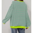 thumbnail image 7 of Women Oversized Striped Color Block Long Sleeve Crew Neck Sweatshirt Casual Loose Pullover Y2K Shirt Top, 7 of 7