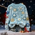 thumbnail image 3 of Craaazy Women's Christmas Printed Long Sleeve Top Warm Crewneck Christmas Sweaters Gifts, 3 of 4