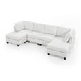thumbnail image 3 of Sofa Couches, U Shape Modular Sectional Sofa, 6 Seats Living Room Sets with 2 Single Chairs, 2 Corner Sofa and 2 Ottoman for Home or Office, DIY Combination (Ivory), 3 of 7