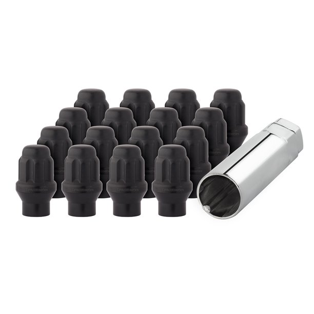 16 Black 14x1.5 Closed End Duplex ET Spline Lug Nuts for Aftermarket
