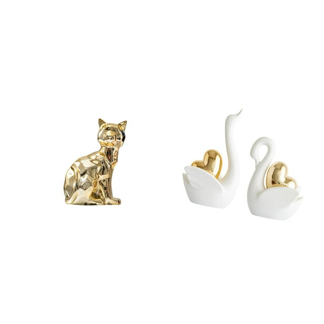 Elegante Escultura De Gato Cisne, Figura Artística De Animal, Adorno Para Chimenea, Mesa, Estantería, Entrada, Decoración Para Parejas