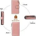 thumbnail image 5 of Leather Women's Wallets,Multi-Function Slim Bifold Zipper Clutch Purse,Large Capacity Card Holder with RFID/Pink, 5 of 7