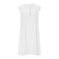 thumbnail image 4 of White Short Half Sleeve Dresses for Women Fall Summer Boat Neck Faux Linen Midi Knee High Basic Dresses Women Button 2025 Clothes Y2K XL, 4 of 6