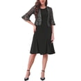 thumbnail image 2 of Conjuntos de vestido de 2 piezas INSPIRE CHIC para mujeres, con chaqueta de encaje de manga larga y vestido midi sin mangas para fiestas M Negro, 2 of 5