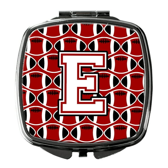 Letter E Football Cardinal and White Compact Mirror CJ1082-ESCM