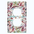 thumbnail image 2 of Metal Light Switch Plate Cover Lotus Pods Cotton Flower Teal Stripes FLW020, 2 of 13