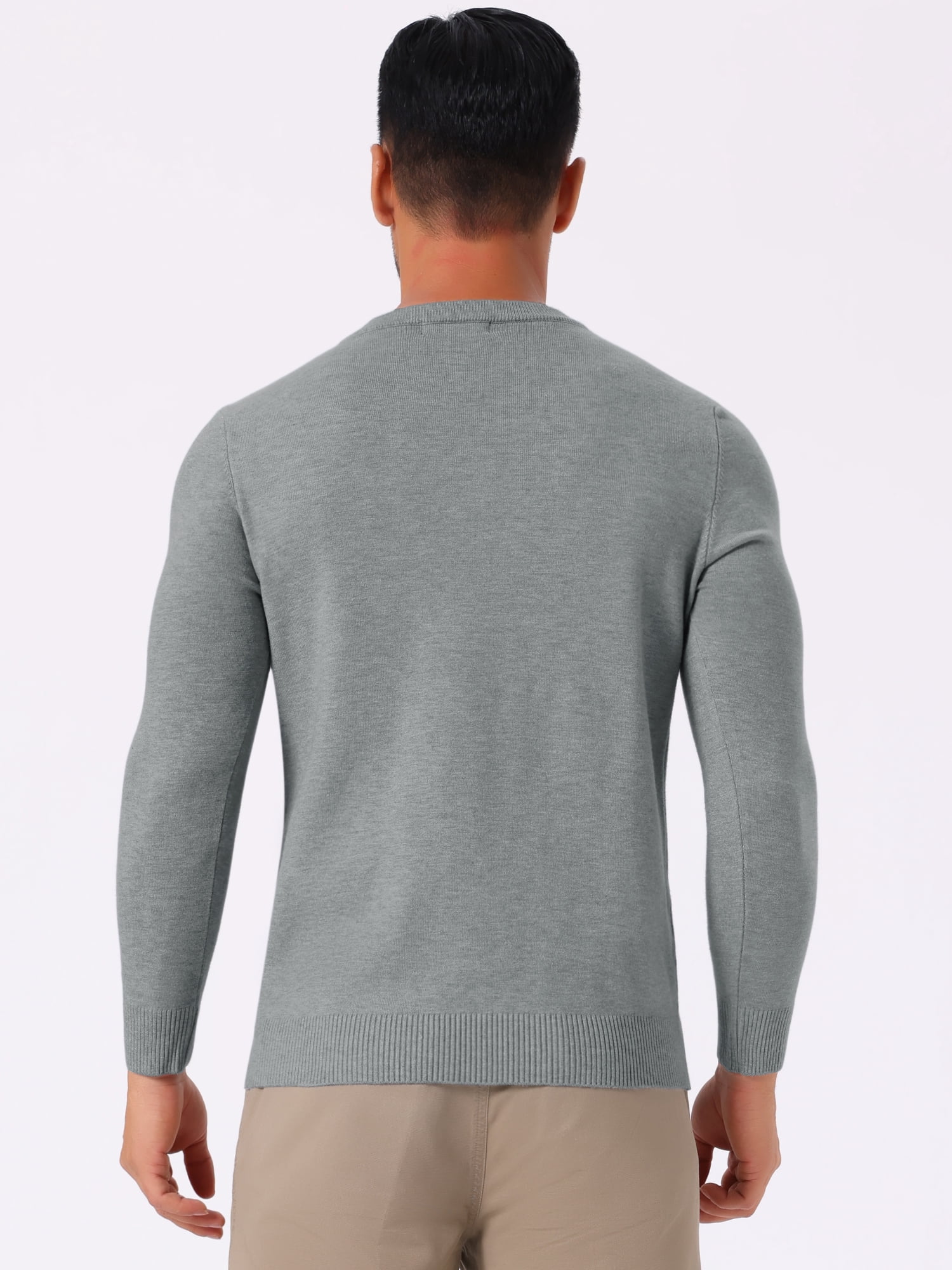 DARING DIVA Men's Long Sleeve V-Neck Solid Knitted Pullover Sweater M Gray