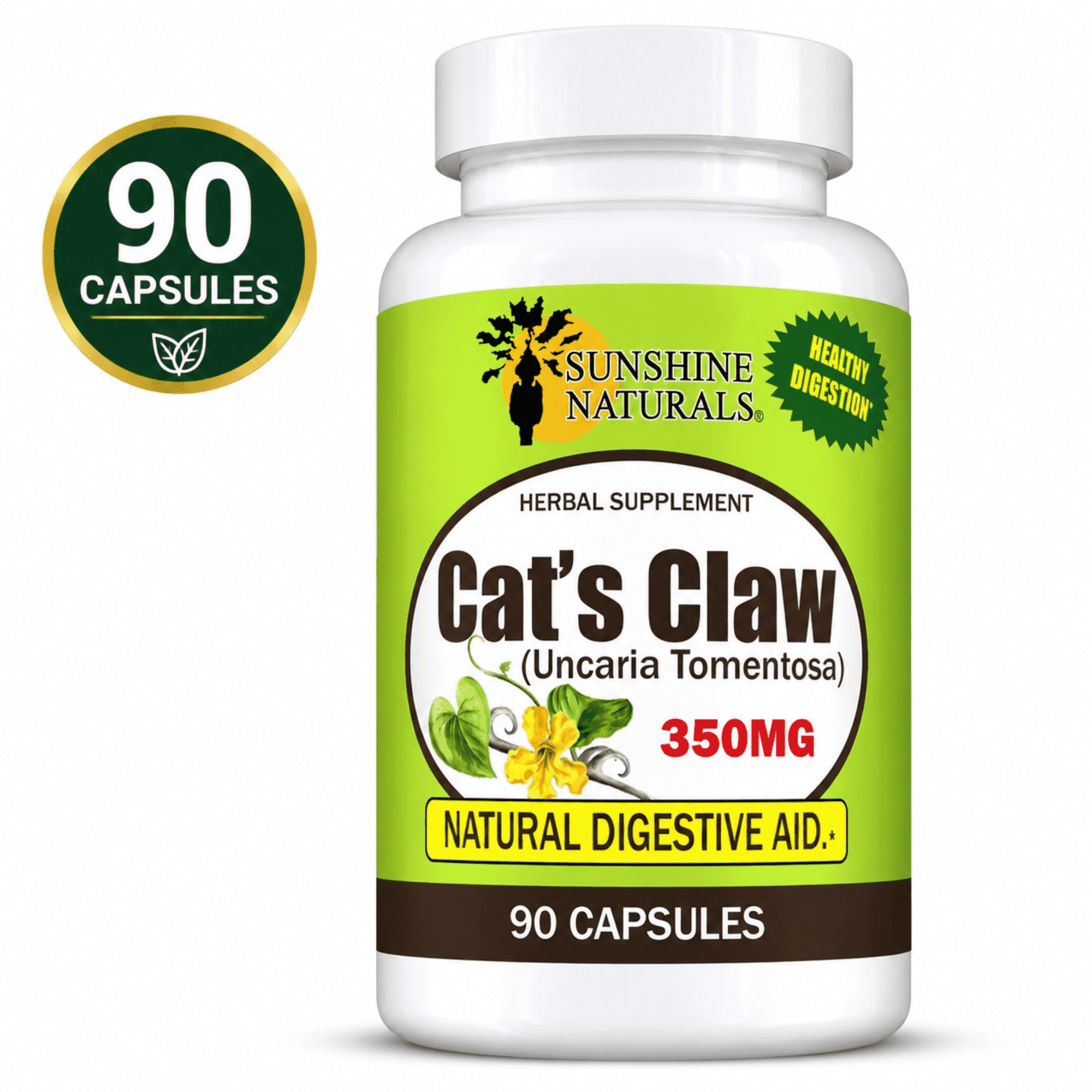 Sunshine Naturals Cat’s Claw Root 350 mg Capsules, Uncaria Tomentosa Peruvian Herbal Supplement, 60 Count