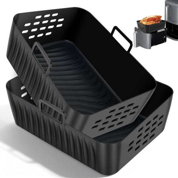 Set of 2 Double Stack Air Fryer Liner Food Safe Silicone Air Fryer Liner with Heat Resistant Handle Compatible with  SL400UK SL401 AF400