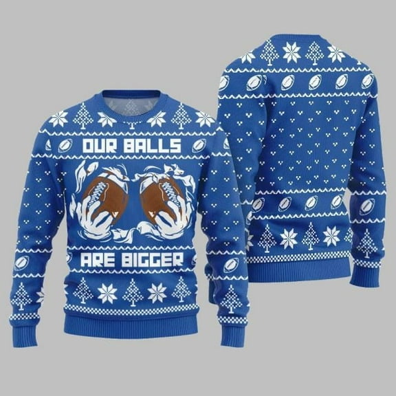 2025 Christmas Our Balls Are Bigger Football Ugly Christmas Sweater