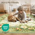 thumbnail image 4 of ODIKA 2'x3' Sage Green Botanical Vintage Beige Washable Doormat Centered Bouquet Emblem Leafy Frame Faded Pastel Garden Non-Slip, Low Pile for Entryway, Kitchen, Laundry Room, 4 of 7