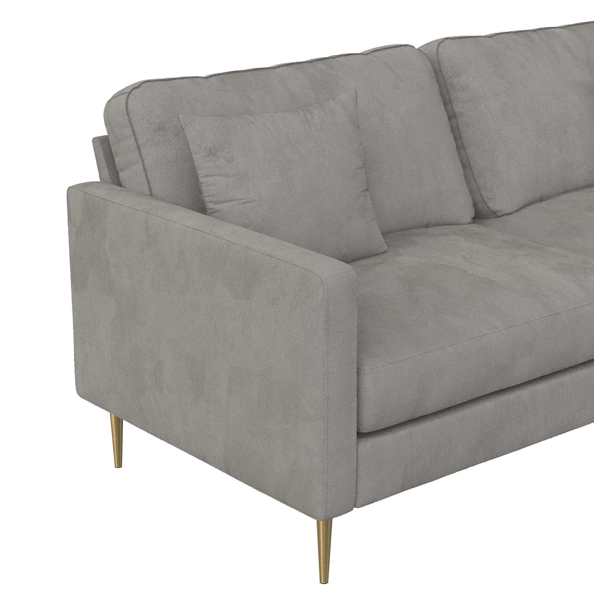CosmoLiving Highland Sofa with Pillows, Gray Velvet