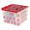 IRIS USA 60Qt Holiday Ornament Divider Storage Box, Red