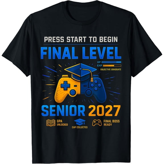 Senior Class Of 2027 Back To School Gamer Senior 2027 T-Shirt Unisex S-5XL Hot Trending Shirt Birthday Gift