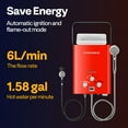 thumbnail image 4 of VIVOHOME Portable Propane Tankless Water Heater, 1.6GPM 6L Tankless Instant Hot Water Heater with Digital Display for Home RV Camping Use，Red, 4 of 8