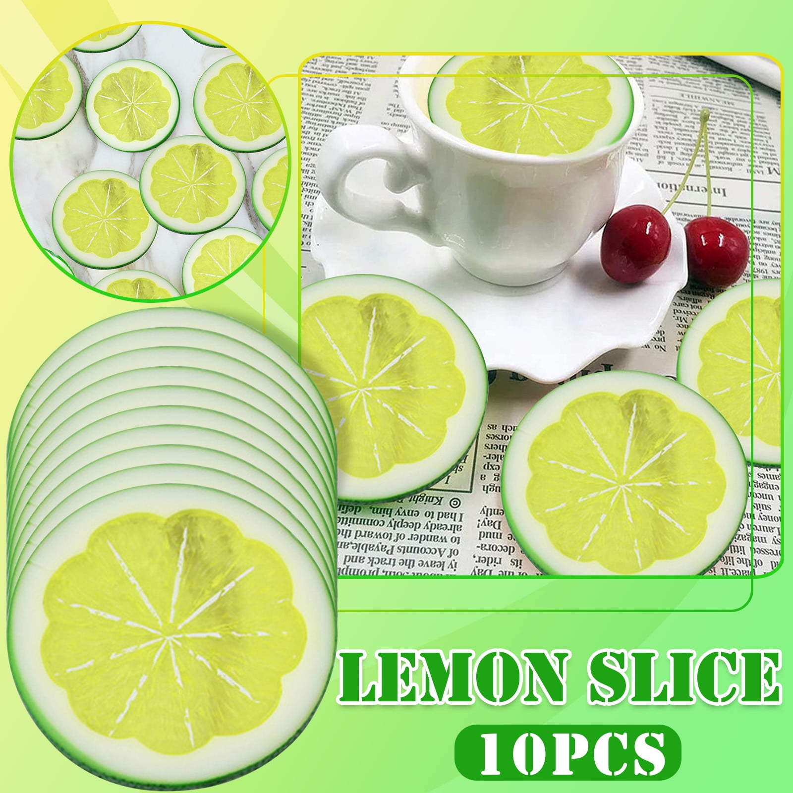 10X Photo Props Fake Pretty Simulated Artificial Table Multi-usage Lemon Slice 