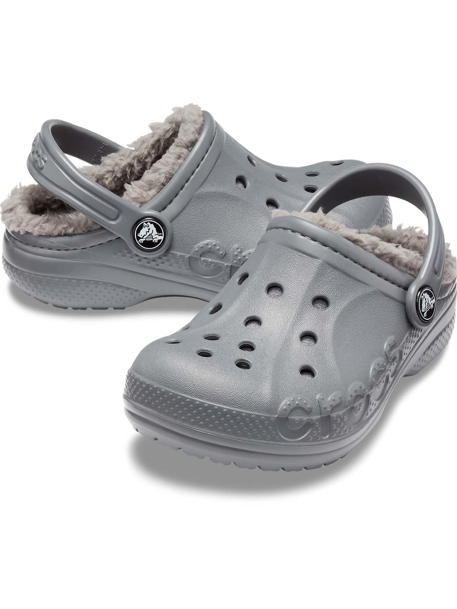 Grey fur lined crocs deals