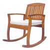 Lixada Outdoor Patio Acacia Wood Rocking Chair with Cushioned Seat - White