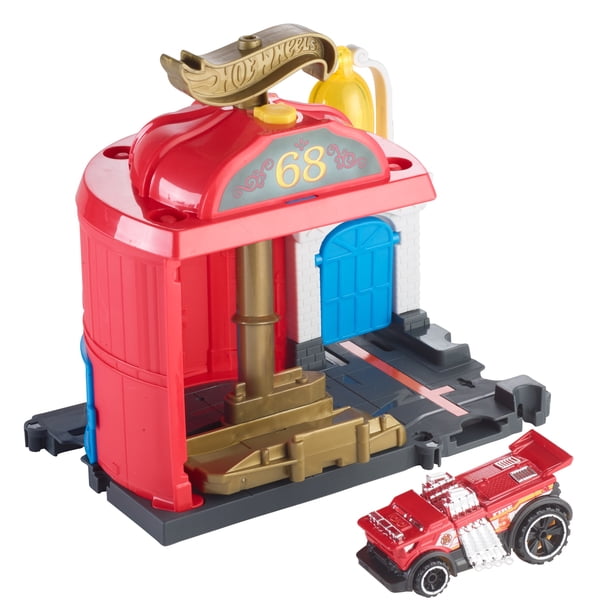 Hot Wheels City Downtown Fire Station Spinout Play Set Walmart